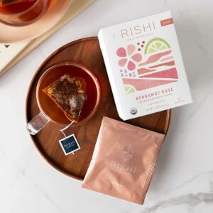 Rishi Tea Bergamot Rose Herbal Tea Organic Caffeine Free 15 Sachet Bags