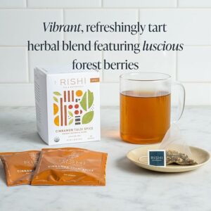 Rishi Tea Cinnamon Tulsi Spice Herbal Tea Organic Caffeine Free 15 Sachet Bags