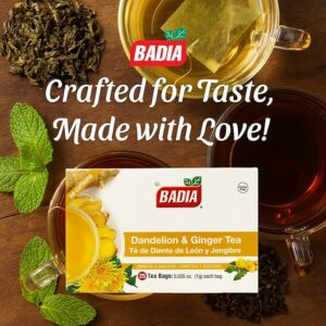 Badia Dandelion & Ginger Tea, 25 Bags for Digestive Support