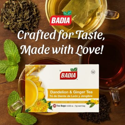 Badia Dandelion & Ginger Tea, 25 Bags for Digestive Support