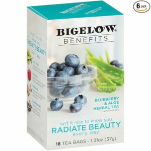 Bigelow Benefits Radiate Beauty Blueberry and Aloe Herbal Tea 18 Teabags
