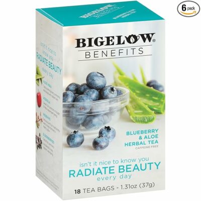 Bigelow Benefits Radiate Beauty Blueberry and Aloe Herbal Tea 18 Teabags