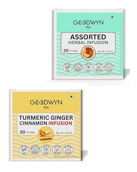 Goodwyn Turmeric Ginger Cinnamon Tea & Assorted Herbal Infusion 50 Total Tea Bags