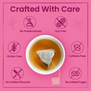 Namaste Chai Clear Skin Herbal Tulsi Tea With Hibiscus and Rose Petals 16 Sachets