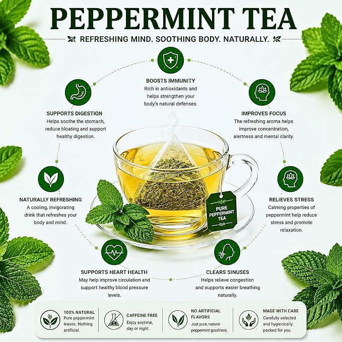 AVYROMA Premium Organic Peppermint Tea 30 Teabags