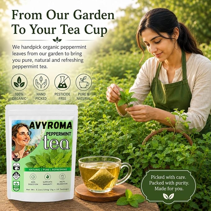 AVYROMA Premium Organic Peppermint Tea 30 Teabags