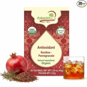Adanim Bio Organic Rooibos Pomegranate Tea Bags Caffeine Free 20 Teabags