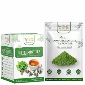 Canny Herbs Peppermint Tea Bags 40 Count Herbal Mint Matcha Tea Powder