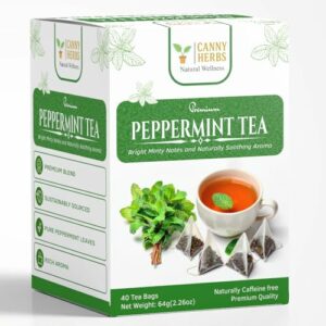 Canny Herbs Peppermint Tea Bags 40 Count Herbal Mint Matcha Tea Powder