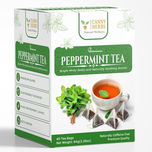 Canny Herbs Peppermint Tea Bags 40 Count Herbal Mint Matcha Tea Powder