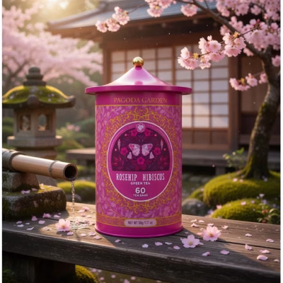 Pagoda Garden Rosehip Hibiscus Green Tea 60 Count