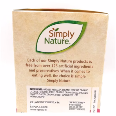 Simply Nature Organic Hibiscus Berry Herbal Tea 20 Teabags