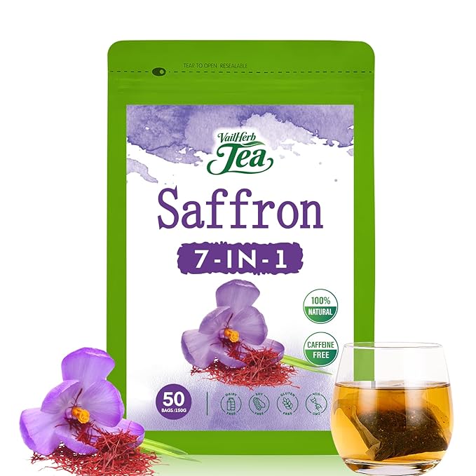 VailHerb Saffron Herbal Tea Blend with Passion Flower & Chamomile 50 Teabags