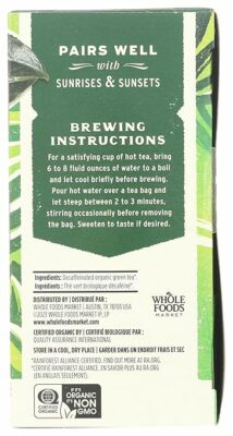 Whole Foods Market Tea Green Decaf Organic 20 Teabags