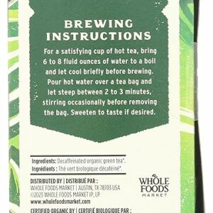 Whole Foods Market Tea Green Decaf Organic 20 Teabags