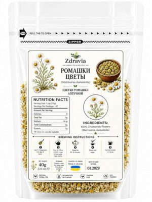 Zdravia Chamomile Flowers Tea Premium Whole Dried Chamomile Blossoms Loose Leaf