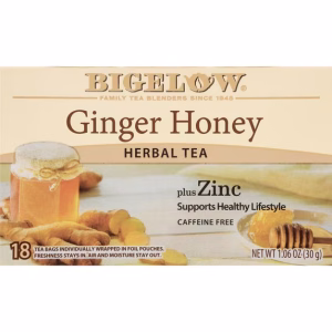 Bigelow Ginger Honey Plus Zinc Herbal Tea 18 Count