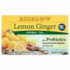 Bigelow Lemon Ginger Plus Probiotics Herbal Tea Bags 18 Count
