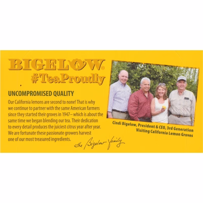 Bigelow Lemon Ginger Plus Probiotics Herbal Tea Bags 18 Count
