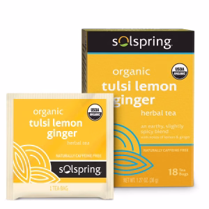 Dr. Mercola Solspring Organic Tulsi Lemon Ginger Herbal Tea 18 Tea Bags