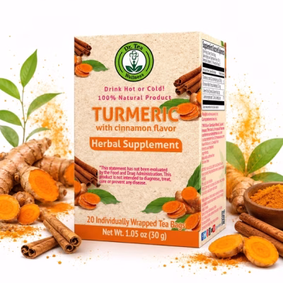 Dr. TEA Turmeric Herbal Tea Cinnamon Flavor 20 Tea Bags