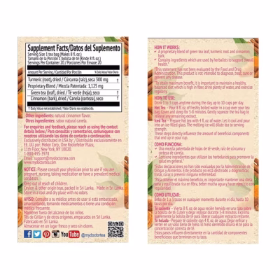 Dr. TEA Turmeric Herbal Tea Cinnamon Flavor 20 Tea Bags