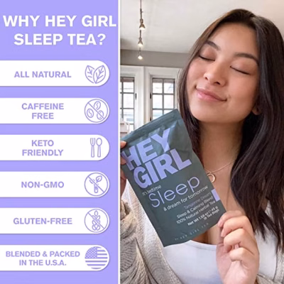 Hey Girl Sleep Tea for Bedtime Calming Sleepytime Herbal Tea 18 Teabags