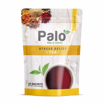 Palo TEA & HERBS Stress Relief Tea Herbal Tea Blend for Relaxation & Calm 28 Sachets