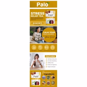 Palo TEA & HERBS Stress Relief Tea Herbal Tea Blend for Relaxation & Calm 28 Sachets