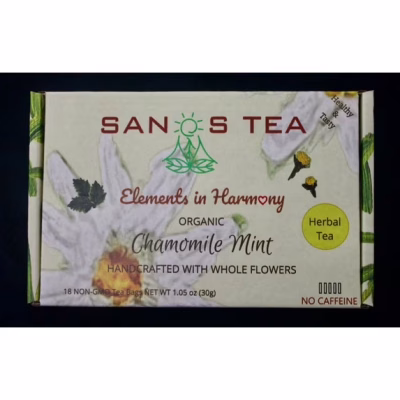SanosTea Chamomile Mint Lavendar Premium Organic Herbal Tea stress relief 18 Tea Bags