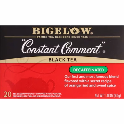 Bigelow Tea Decaffeinated Constant Comment Black Tea Bags 20 Count