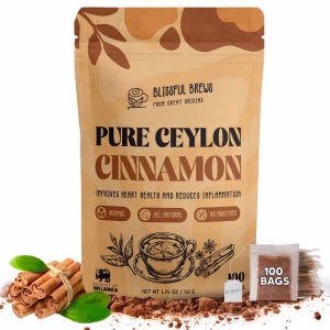Blissful Brews Premium Ceylon Cinnamon Organic Tea Bags 100 Tea Bags