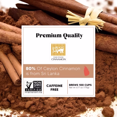 Blissful Brews Premium Ceylon Cinnamon Organic Tea Bags 100 Tea Bags