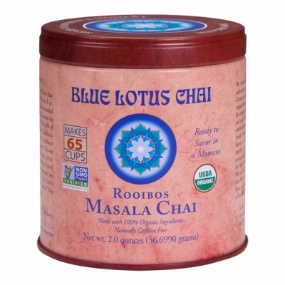 Blue Lotus Chai Rooibos Flavor Masala Chai Makes 65 Cups 2 Ounce