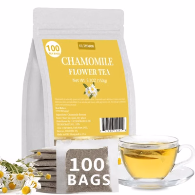Chamomile Tea 100 Teabags Pure & Natural Chamomile Flower Herbal Tea for Relaxation