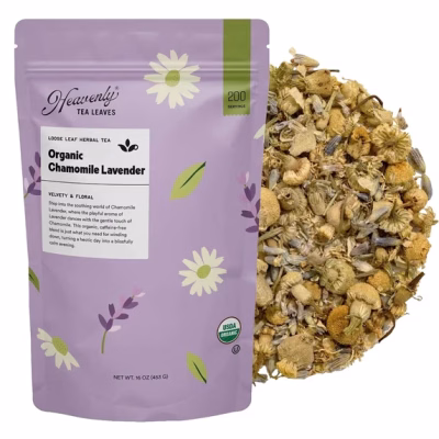 Heavenly Tea Leaves Organic Chamomile Lavender Loose Leaf Herbal Tea 16 Oz