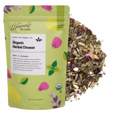 Heavenly Tea Leaves Organic Herbal Cleanse Loose Leaf Herbal Tea 16 Oz