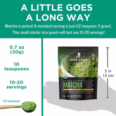 Jade Leaf Matcha Organic Japanese Culinary Matcha Powdered Tea 0.7 Oz