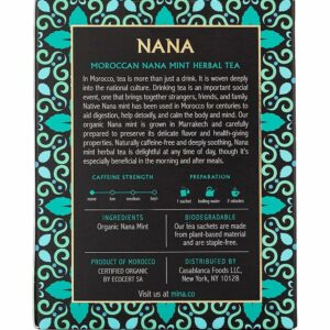 Mina Nana Organic Moroccan Mint Herbal Tea 15 Biodegradable Sachets