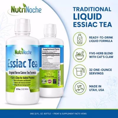 NutriNoche 5 Herb Essiac Tea Ready to Drink Liquid Herbal Blend 32 fl oz