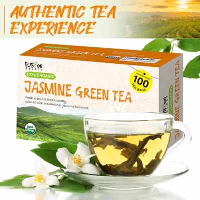 Organic Jasmine Green Tea 100 Individually Wrapped Tea Bags