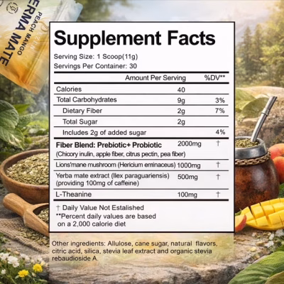 Organic Yerba Mate Tea Natural Energy & Focus Support 30 Servings