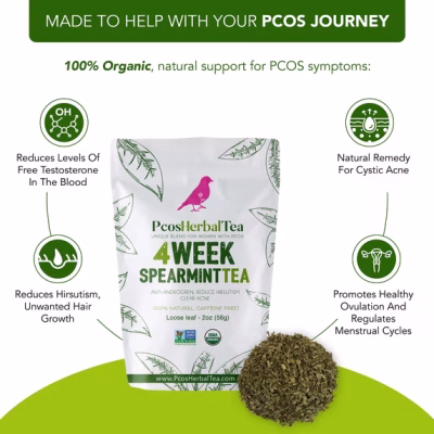 PCOS Spearmint Organic Tea helps unwanted hair clear acne healthy skin Loose Leaf