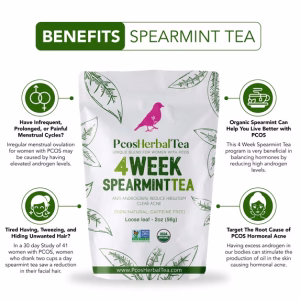 PCOS Spearmint Organic Tea helps unwanted hair clear acne healthy skin Loose Leaf