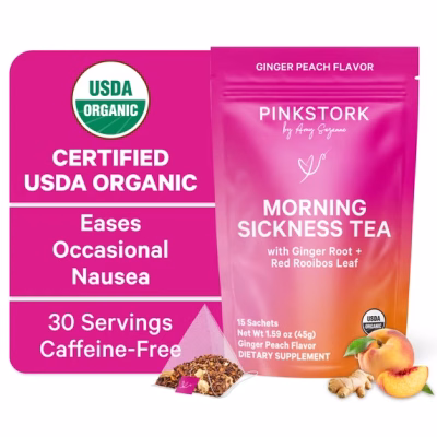 Pink Stork Organic Morning Sickness Pregnancy Herbal Tea 15 Sachets 30 Cups