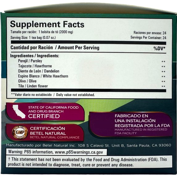 PresionBalance Tea by Betel Natural Healthy Support for Pressure 24 Tea Bags