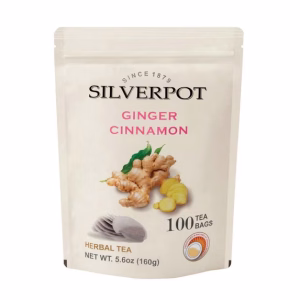Silverpot Ginger Cinnamon Tea 100 Round Tea Bags 100% Natural Warming Herbal Blend