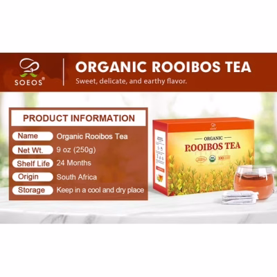 Soeos Organic Rooibos Tea 9oz USDA Organic 100 Rooibos Tea Bags