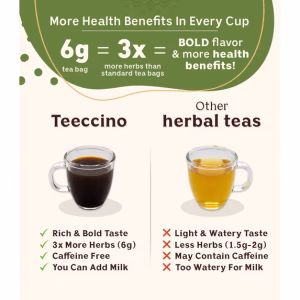 Teeccino French Roast Herbal Tea Natural Energy 25 Tea Bags