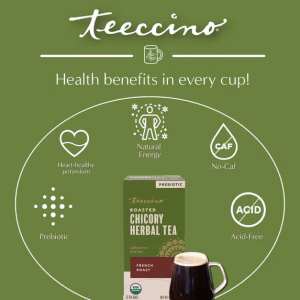 Teeccino French Roast Herbal Tea Natural Energy 25 Tea Bags
